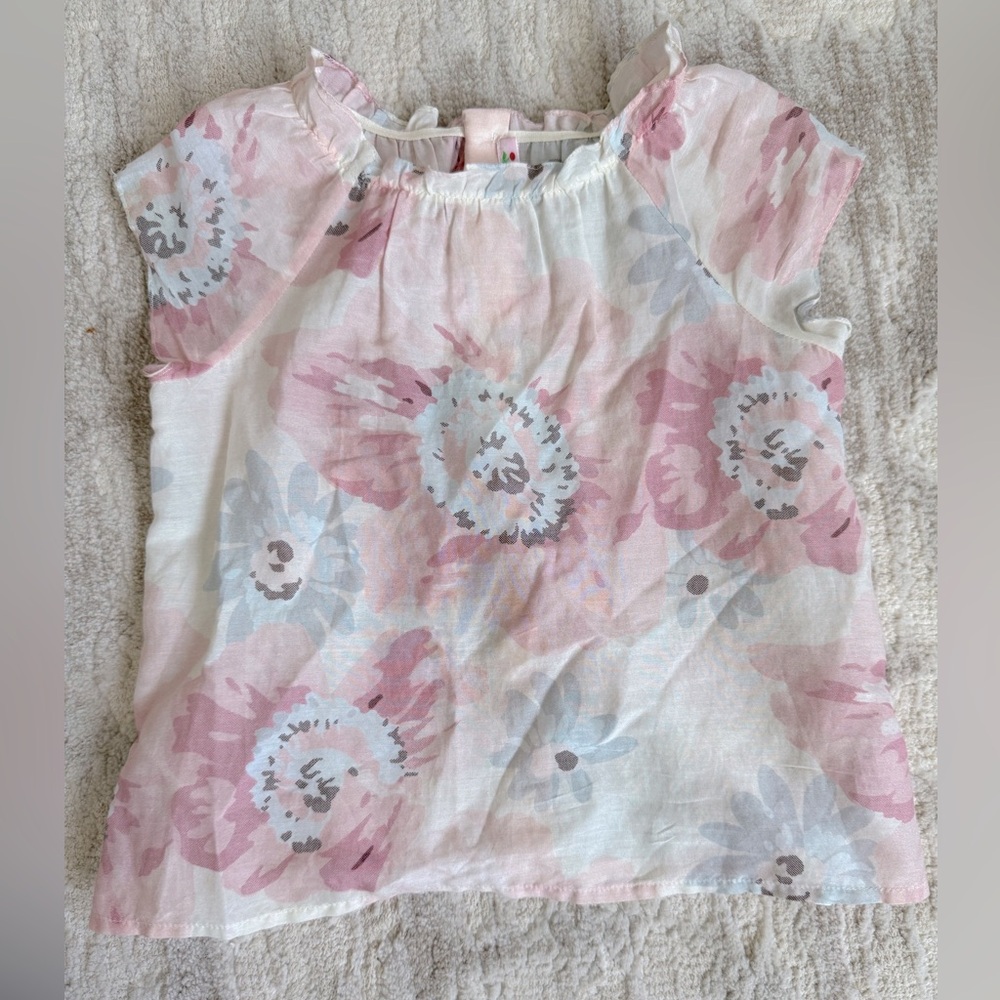 Bonpoint floral silk short-sleeve blouse (Size 2)